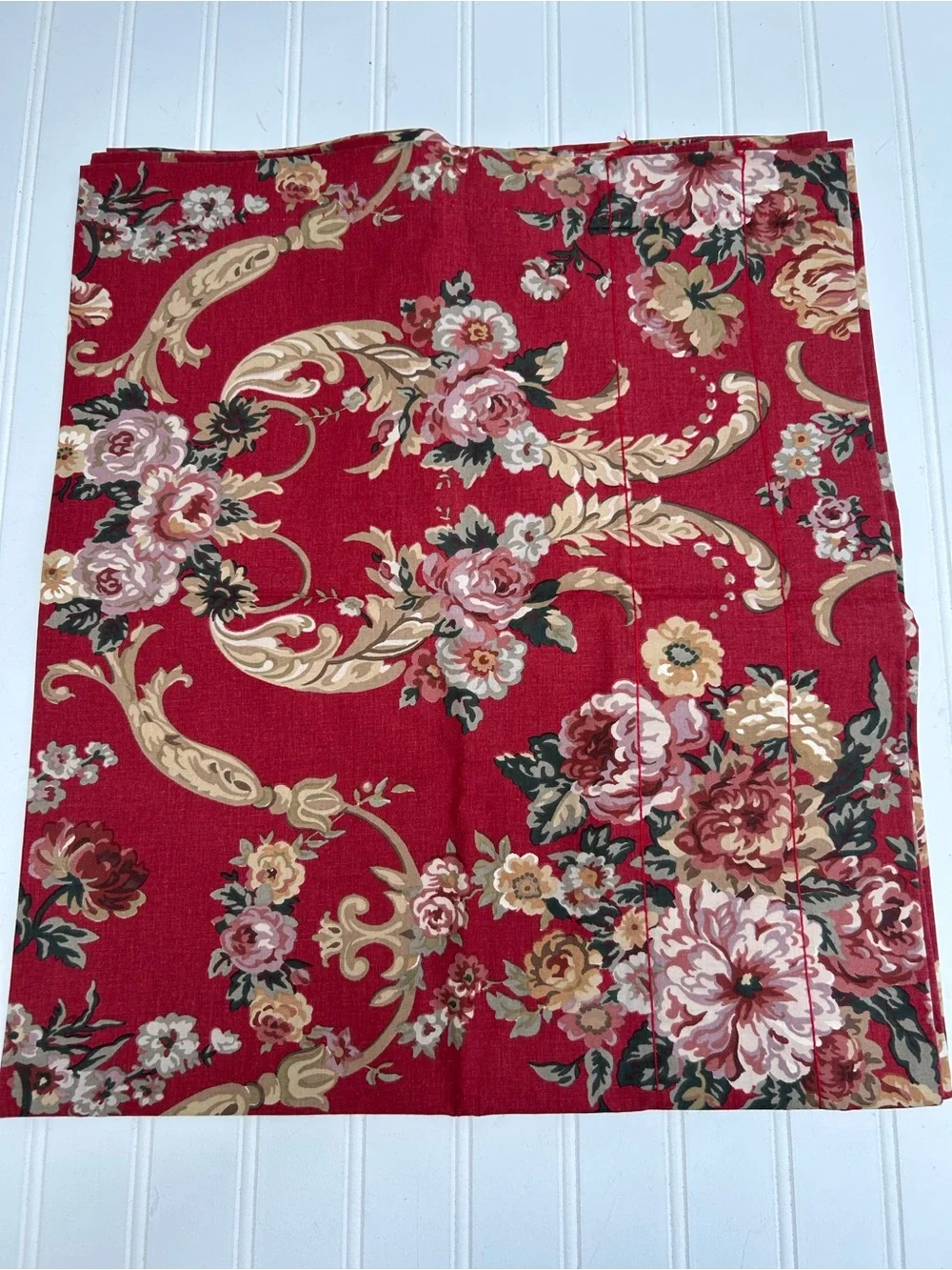 Vintage Ralph Lauren Valance Marseilles Danielle Floral Red Pink Window 17x82.5